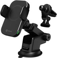 📲 [iphone 12/ pro/max/mini magnetic attach & align] 15w qi3.0 fast charging auto-clamping car mount with wireless charger, compatible with iphone and android mobiles logo