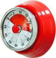 ⏲️ red kitchen manual egg timer: magnetic countdown timer with loud alarm - 60 minute battery-free chef countdown clock for kids and adults, classroom & bathroom logo