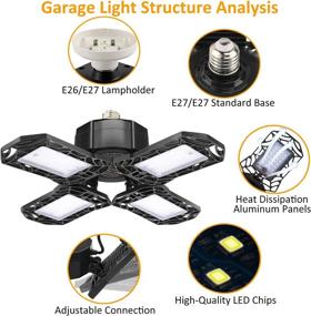 img 2 attached to 💡 High-Performance 120W LED Garage Light - Illuminating 12000LM Ceiling LED for Garage & Workshop with Adjustable Panels - 6500K Daylight White Deformable Design
