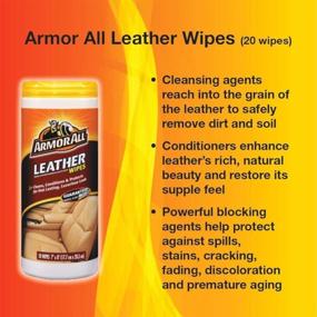 img 2 attached to 🚗 Armor All Leather Wipes for Car Interiors - Effective Cleaning for Cars, Trucks, and Motorcycles, Pack of 20 Wipes, Model 10881