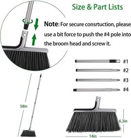 img 3 attached to High-Quality 58-Inch Long Handle Broom for Efficient Floor Cleaning - Ideal for Indoor and Outdoor Use in Home, Garage, Kitchen, Office, Courtyard, Lobby, and Concrete Surfaces