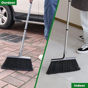 img 2 attached to High-Quality 58-Inch Long Handle Broom for Efficient Floor Cleaning - Ideal for Indoor and Outdoor Use in Home, Garage, Kitchen, Office, Courtyard, Lobby, and Concrete Surfaces