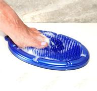 🧽 soapy wave foot brush scrubber with arch relief - enhances foot circulation, relieves and soothes tired achy feet, eases foot muscle pain, securely attaches to tub/shower floor with suction cups logo