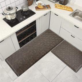 img 4 attached to 🏠 Набор ковриков для кухни MYOTH - Антивибрационные коврики для пола (2 штуки) - 20 "x30" + 20 "x48" - Антискользящие водонепроницаемые коврики для кухни - Эргономичный комфортный плитняк для стоящего положения в доме, раковине, офисе, на рабочем столе - Коричневый