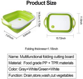 img 2 attached to 🥦 Кулнайс 1 шт. Складная разделочная доска со ситечком: Многофункциональный неотъемлемый предмет для кухни 4 в 1 для кемпинга, барбекю и многого другого – зеленого цвета!