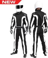 🔥 k1 race gear triumph 2 fire suit, single layer sfi-1 proban cotton (black/white, x-large) logo