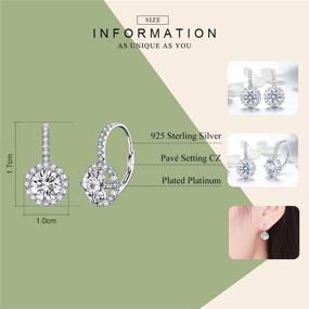 img 2 attached to 💎 Exquisite Cubic Zirconia Leverback Dangle Hoop Earrings: Beautiful Sterling Silver Huggie Charms with Round Halo CZ Drop - Dainty Wedding Jewelry & Bridal Gift for Women and Girls