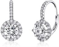 💎 exquisite cubic zirconia leverback dangle hoop earrings: beautiful sterling silver huggie charms with round halo cz drop - dainty wedding jewelry & bridal gift for women and girls logo