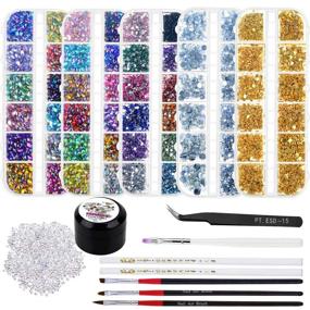 img 4 attached to 💅 Enhance Your Nail Art with Selizo 8240pcs Nail Rhinestones and Rhinestone Glue Set!