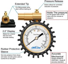 img 3 attached to 🔍 GODESON Presta Valve Tire Pressure Gauge: Accurate Measurement and Air Pressure Relief for Road Cycling Tires - Range up to 160 PSI/11BAR (Presta Valve Only)