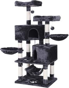 img 4 attached to 🐱 Enhanced BEWISHOME Multi-Level Cat Tree Condo with Sisal Scratching Posts, Perches, Houses, Hammock and Baskets, Cat Tower Furniture for Kitty Activity Center and Kitten Play House MMJ05