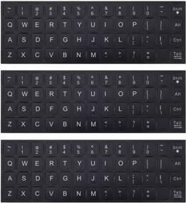 img 4 attached to Replacement English Keyboard Stickers - 3PCS Universal Black Background with White Lettering for PC Computer Laptop Desktop, English Language