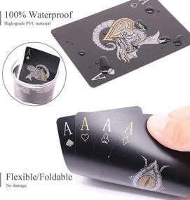 img 2 attached to 🐉 WJPC Easy Shuffling Plastic Waterproof Playing Cards - Dragon Design, Cool Black Poker Cards for Games and Parties - Deck of Cards (Dragon Theme)