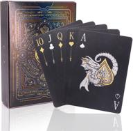 🐉 wjpc easy shuffling plastic waterproof playing cards - dragon design, cool black poker cards for games and parties - deck of cards (dragon theme) логотип