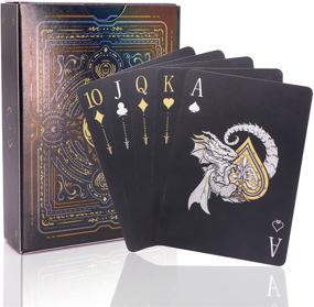 img 4 attached to 🐉 WJPC Easy Shuffling Plastic Waterproof Playing Cards - Dragon Design, Cool Black Poker Cards for Games and Parties - Deck of Cards (Dragon Theme)