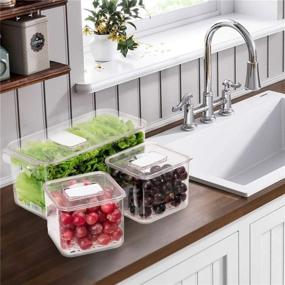 img 3 attached to 🥦 BlitzLabs Fridge Fresh Keeper Food Storage Containers – Stackable Organizer Bins with Lids, Removable Drain Tray – Ideal for Veggie, Berry, Fruits and Vegetables – Set of 3