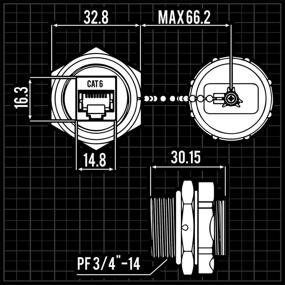 img 3 attached to Установщик InstallerParts CAT6 RJ45, экранированный промышленный панельный монтаж, гнездо Ethernet с тонким пролазом для женских разъемов - водонепроницаемый разъем пропуска RJ45 - защитный колпачок от воды/пыли IP67, 10 штук, черный