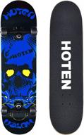 hoten pro skateboards for adults - 8-inch patinetas trick skateboard complete, standard skateboards for teens beginners - cool design adult skate board (blue skull) logo