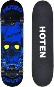 img 4 attached to HOTEN Pro Skateboards for Adults - 8-inch Patinetas Trick Skateboard Complete, Standard Skateboards for Teens Beginners - Cool Design Adult Skate Board (Blue Skull)