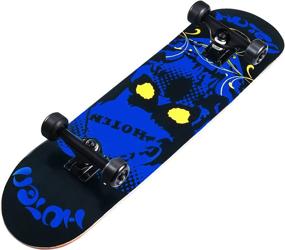 img 1 attached to HOTEN Pro Skateboards for Adults - 8-inch Patinetas Trick Skateboard Complete, Standard Skateboards for Teens Beginners - Cool Design Adult Skate Board (Blue Skull)