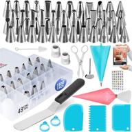 🍰 100 pcs cake decorating supplies kit - icing piping bags and tips set, with 48 numbered frosting icing tips, pattern chart, and ebook - reusable & disposable pastry bags included logo