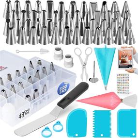 img 4 attached to 🍰 100 Pcs Cake Decorating Supplies Kit - Icing Piping Bags and Tips Set, with 48 Numbered Frosting Icing Tips, Pattern Chart, and EBook - Reusable & Disposable Pastry Bags Included