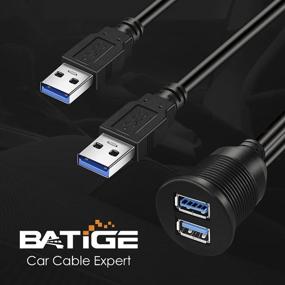 img 1 attached to BATIGE 2 Ports Dual USB 3.0 Car Mount Extension Cable - Enhanced Connectivity for Dashboard Panels (3ft)