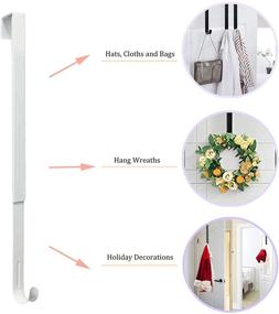 img 1 attached to 🎄 Adjustable Length Wreath Hanger - 2 Pack Christmas Decoration for Front Door, Extends from 15” to 24” - Metal Wreath Hooks Over The Door for Party Decoration, Hanging Clothing, Towels, Wreaths (White)