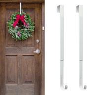 🎄 adjustable length wreath hanger - 2 pack christmas decoration for front door, extends from 15” to 24” - metal wreath hooks over the door for party decoration, hanging clothing, towels, wreaths (white) logo