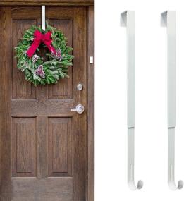 img 4 attached to 🎄 Adjustable Length Wreath Hanger - 2 Pack Christmas Decoration for Front Door, Extends from 15” to 24” - Metal Wreath Hooks Over The Door for Party Decoration, Hanging Clothing, Towels, Wreaths (White)
