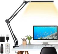 adjustable swing arm led desk lamp with clamp, 3 modes & 10 brightness levels, dimmable architect desk light with usb adapter & remote control, ideal for home office, with memory function логотип