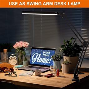 img 3 attached to Adjustable Swing Arm LED Desk Lamp with Clamp, 3 Modes & 10 Brightness Levels, Dimmable Architect Desk Light with USB Adapter & Remote Control, Ideal for Home Office, with Memory Function