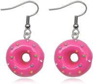 🍩 adorable best friend cartoon donut cookie dangle earrings: a must-have for girls, kids, friendship sisters, and bffs - available in 7 vibrant colors! logo