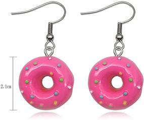 img 1 attached to 🍩 Adorable Best Friend Cartoon Donut Cookie Dangle Earrings: A Must-Have for Girls, Kids, Friendship Sisters, and BFFs - Available in 7 Vibrant Colors!