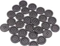 🔘 40 pack of large big black wooden buttons - 30mm, 4 hole wood button logo