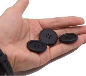 img 2 attached to 🔘 40 Pack of Large Big Black Wooden Buttons - 30mm, 4 Hole Wood Button