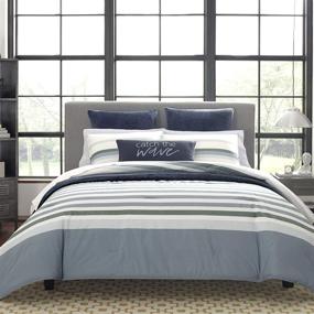 img 3 attached to 🛏️ Nautica Lansier Collection Twin/Twin XL Grey Comforter Set: 100% Cotton, Cozy & Soft, Durable & Breathable Striped Bedding with Matching Sham(s)