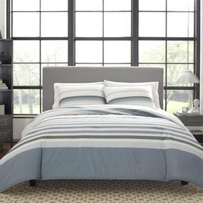 img 2 attached to 🛏️ Nautica Lansier Collection Twin/Twin XL Grey Comforter Set: 100% Cotton, Cozy & Soft, Durable & Breathable Striped Bedding with Matching Sham(s)