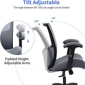 img 2 attached to 💺 Enhance Your Office Comfort with LONGBOSS High Back Swivel Lumbar Support Desk Chair - Gray