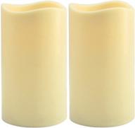 🕯️ ivory flameless votive candles - set of 2, 3"x 4.5" battery operated plastic pillar led candle light for home decor, weddings, parties, seasonal & festival celebration логотип