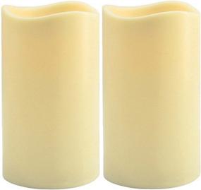 img 4 attached to 🕯️ Ivory Flameless Votive Candles - Set of 2, 3"x 4.5" Battery Operated Plastic Pillar LED Candle Light for Home Decor, Weddings, Parties, Seasonal & Festival Celebration