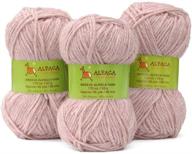 набор из 3 клубков небесно-мягкой смеси альпака-шерсть для вязания и вязания крючком (розовый античный, средний вес) логотип