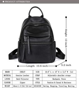 img 2 attached to Elegant Black Genuine Leather Backpack Purse for Women: A Versatile and Stylish Daypack for Ladies