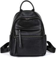 elegant black genuine leather backpack purse for women: a versatile and stylish daypack for ladies logo