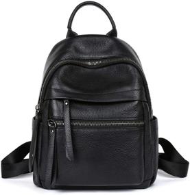 img 4 attached to Elegant Black Genuine Leather Backpack Purse for Women: A Versatile and Stylish Daypack for Ladies
