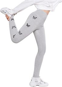 img 2 attached to SOLY HUX Girls' Butterfly Print High Waisted Leggings for Workout and Yoga Activities