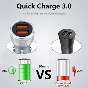 img 1 attached to 🚗 HELIOTION Car Charger – Dual QC 3.0 Port, 36W Fast Charging, Adapter for Car, Mini USB Cigarette Lighter Charger – Compatible with iPhone 11/11 pro/XR/X/XS, Galaxy S10/S9/S8/Note 9, and More