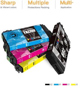 img 3 attached to 🖨️ E-Z Ink (TM) Remanufactured Ink Cartridge Set for Epson 802XL 802 T802XL T802 Workforce Pro Printers - High Capacity 2 Black, 1 Cyan, 1 Magenta, 1 Yellow Replacement