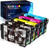 🖨️ e-z ink (tm) remanufactured ink cartridge set for epson 802xl 802 t802xl t802 workforce pro printers - high capacity 2 black, 1 cyan, 1 magenta, 1 yellow replacement logo