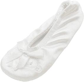 img 4 attached to Stylish and Comfy ISOTONER 👠 Satin Pearl Ballerina Slippers for Active Girls